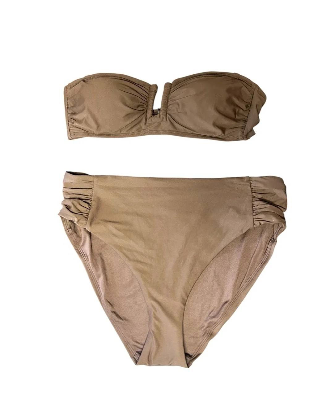 DKNY brown strapless bandeau bikini swimsuit set size Medium $70 NWT